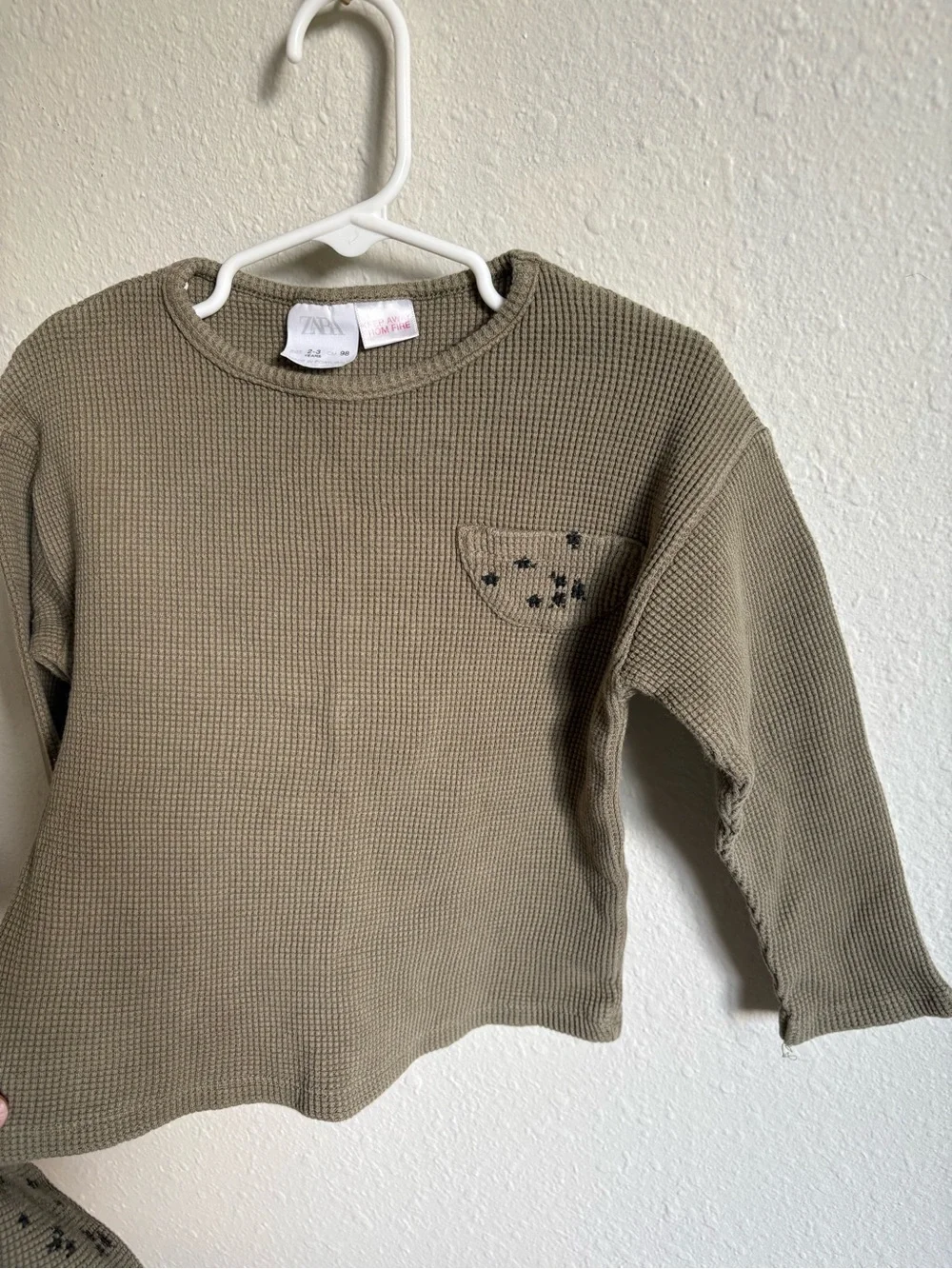 Zara 2-3t Olive Green Waffle Knit Set